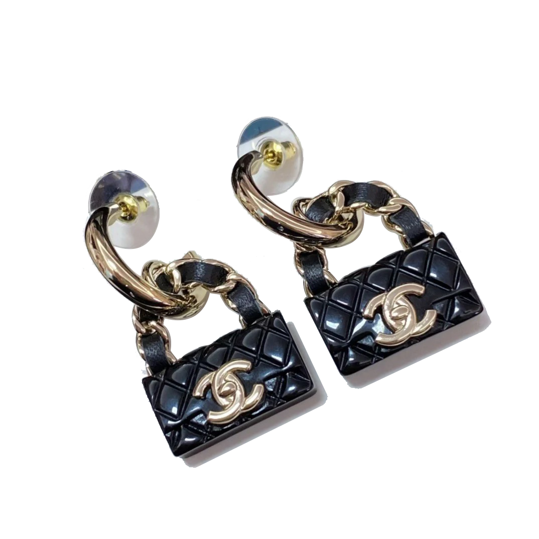 CHANEL Earrings Women's Black