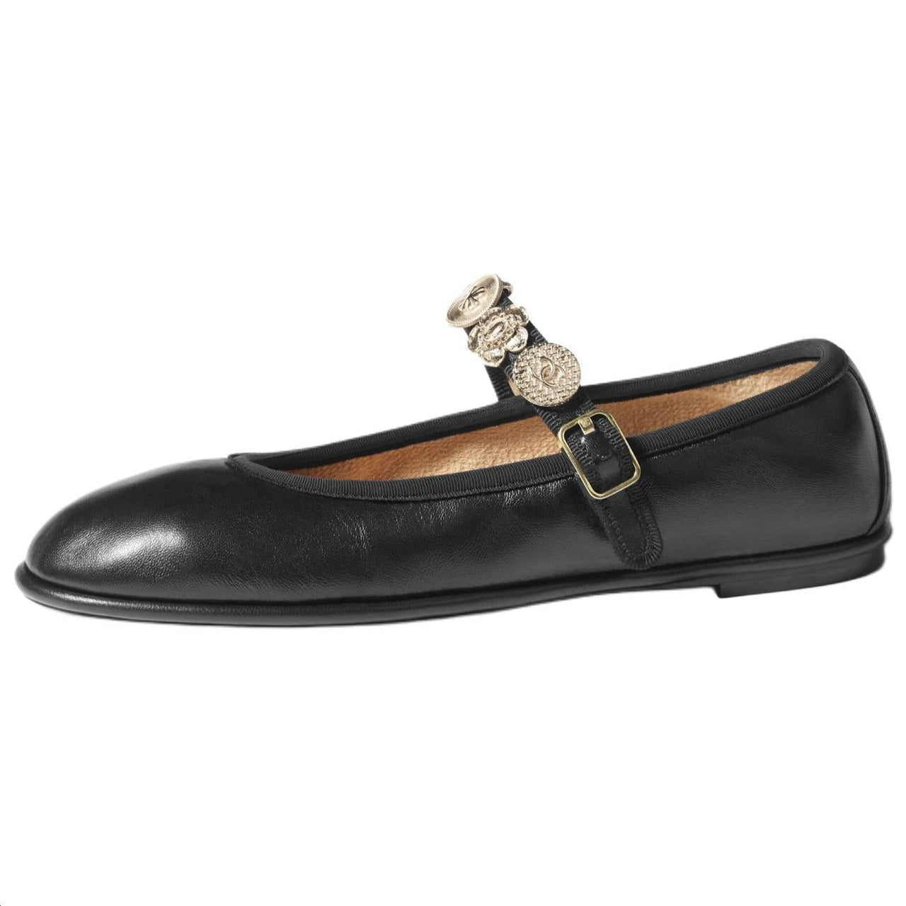 CHANEL Flat Mary Jane Shoes Women's Black