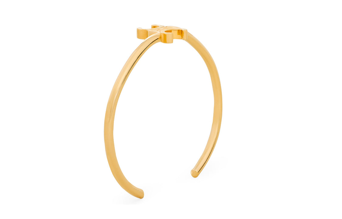 CELINE Triomphe Asymmetric Cuff In Brass With Gold Finish