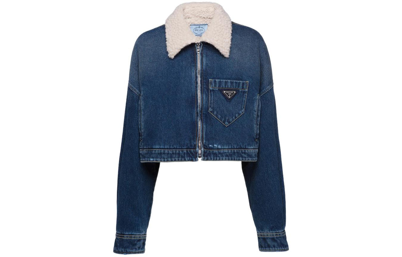 PRADA Cropped Coats Women's Blue