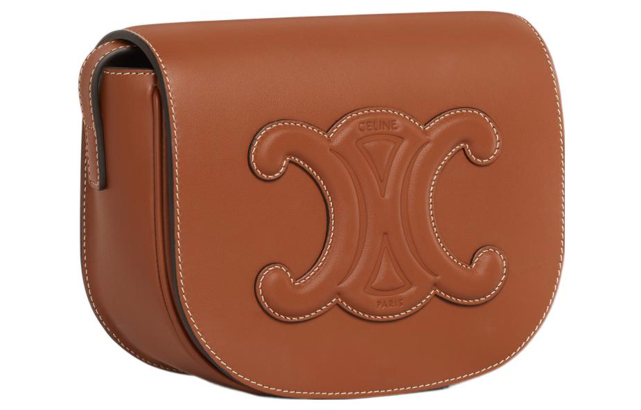 CELINE Cuir Triomphe Smooth Cow Leather Shoulder Bag Crossbody Bag Women's Tawny