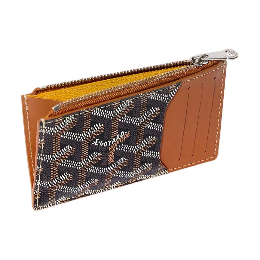GOYARD Canvas With Calfskin Card Holder Unisex Brown & Black