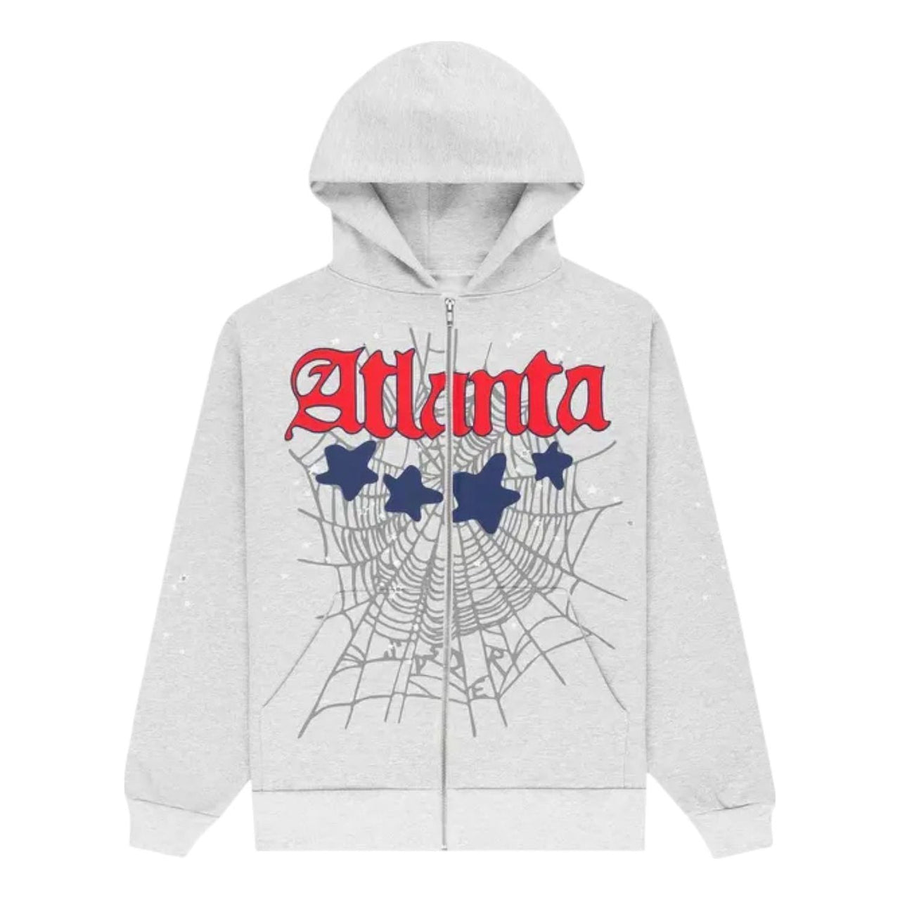 Sp5der Atlanta Full Zip Hoodie 'Heather Grey' ST028FW25HGR
