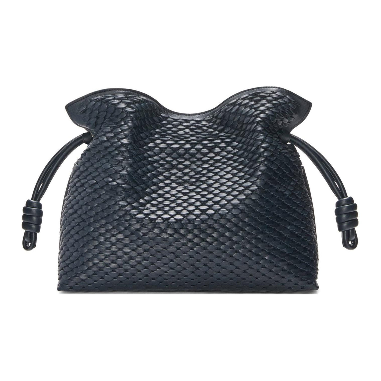 LOEWE Flamenco Lambskin One Shoulder Crossbody Clutch Medium Size Women's Ink Blue