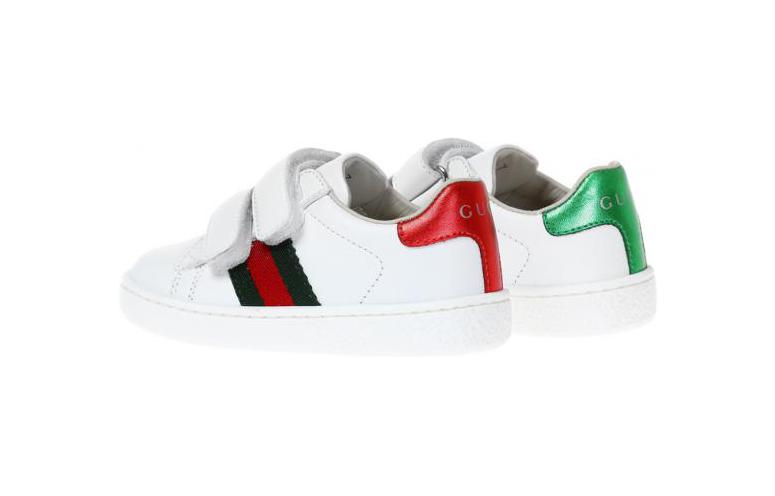(TD) Gucci Leather Toddler Sneaker With Web 'White' 455447-CPWP0-9085