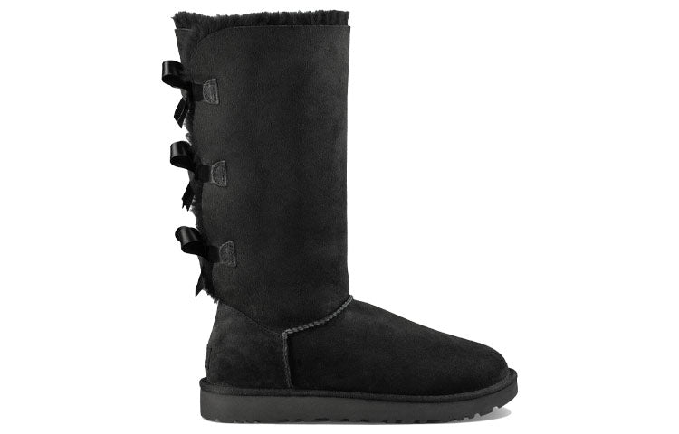 (WMNS) UGG Bailey Bow Tall II Boot High Top Fleece Lined Black 1016434-BLK