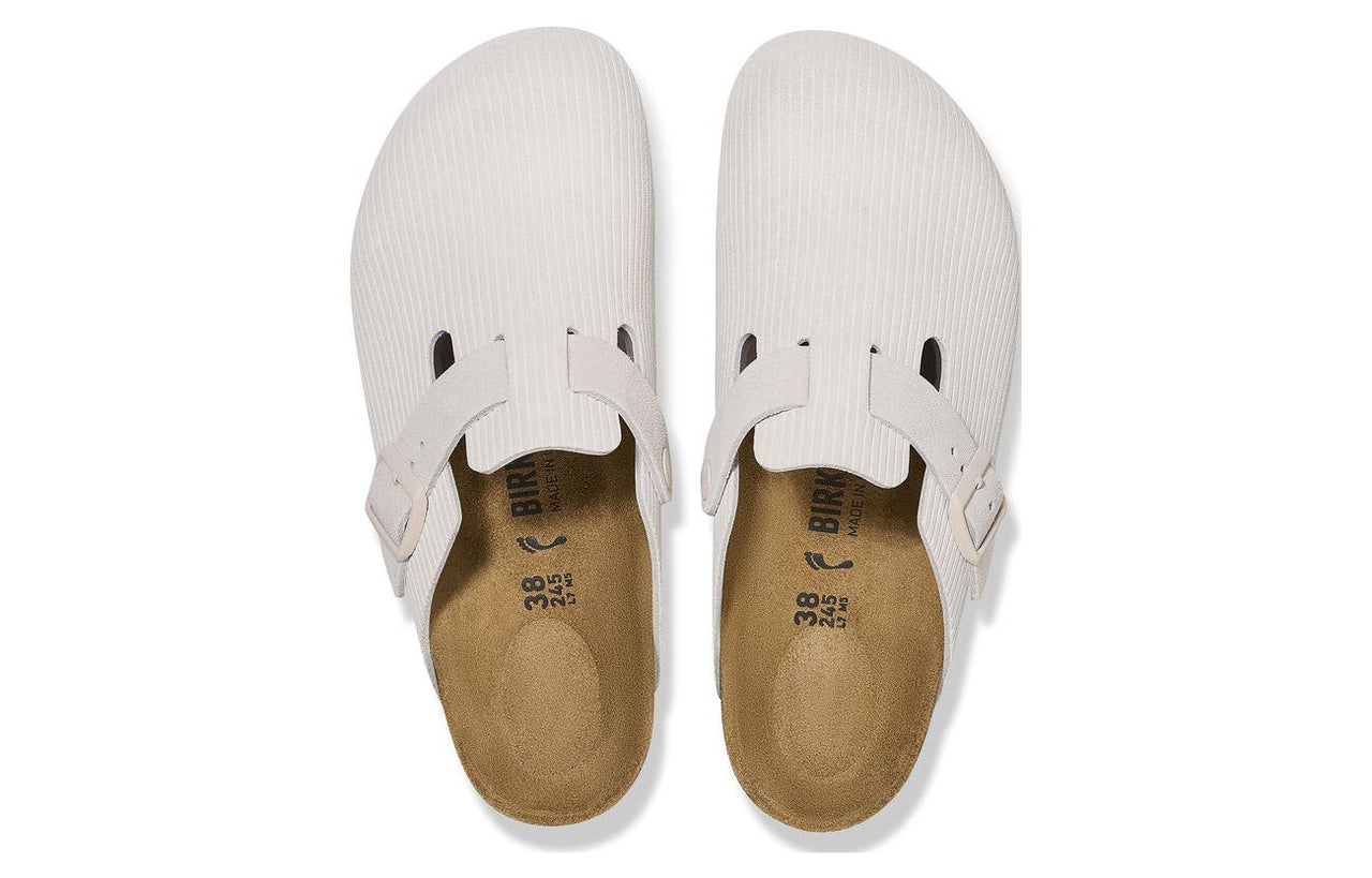 (WMNS) Birkenstock Boston Suede Leather Embossed 'Corduroy Antique White' 1025252