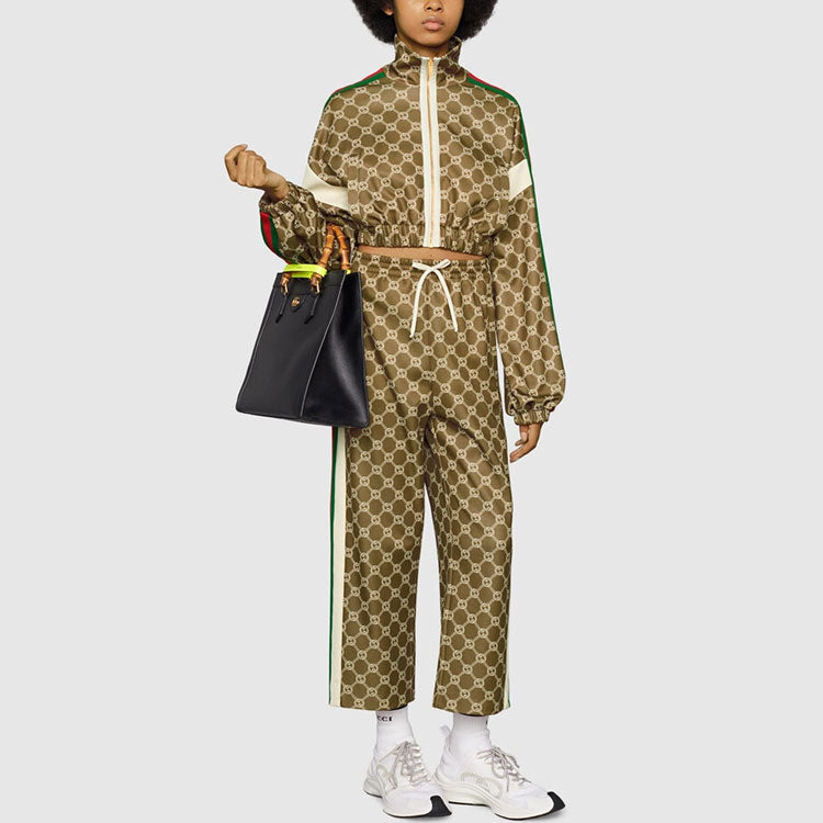 (WMNS) Gucci Interlocking G Zipper Jacket 'Olive Green Ivory' 671495-XJD1G-3357