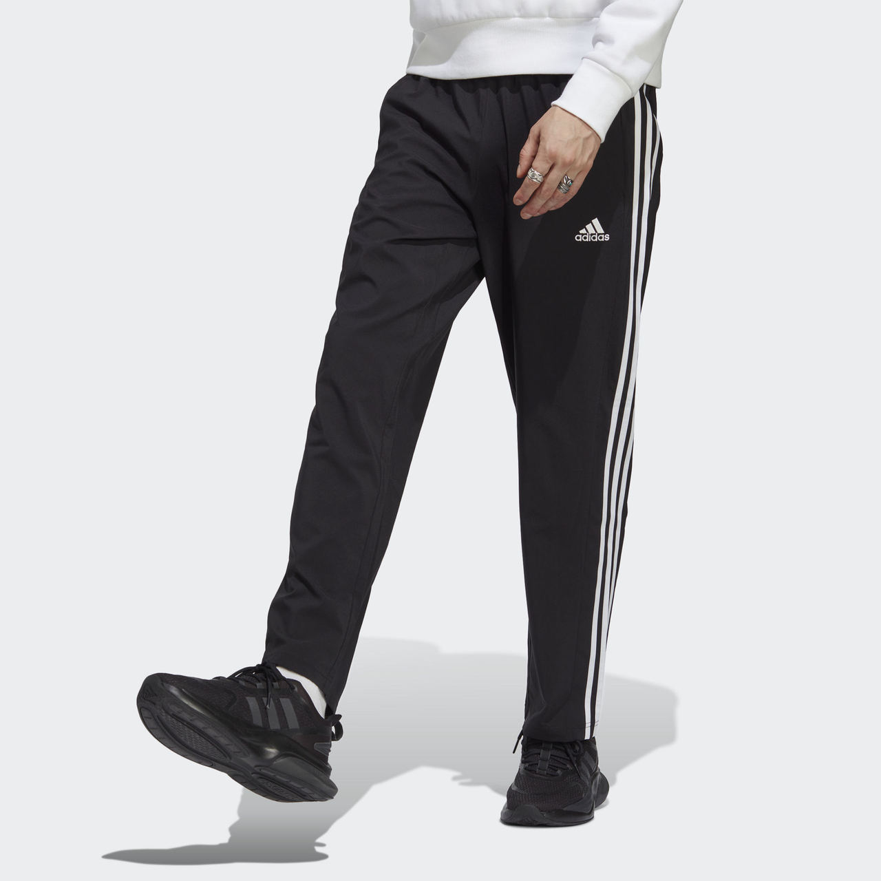 adidas AEROREADY Essentials Stanford Open Hem Embroidered Small Logo Pants 'Black' IC9415