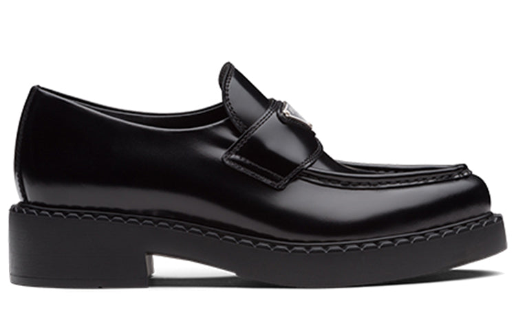 (WMNS) PRADA Brushed Leather Pointy Monolith Loafers 'Black' 1D673M_050_F0002
