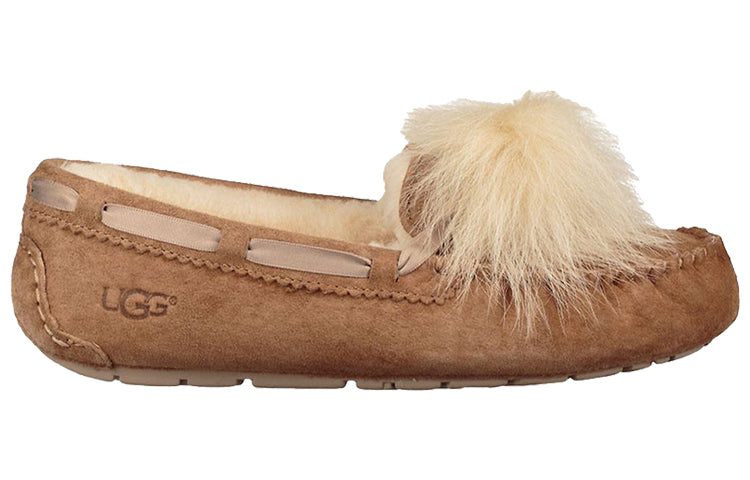 (WMNS) UGG Dakota Pom Pom Slip on Brown 1019015-CHE