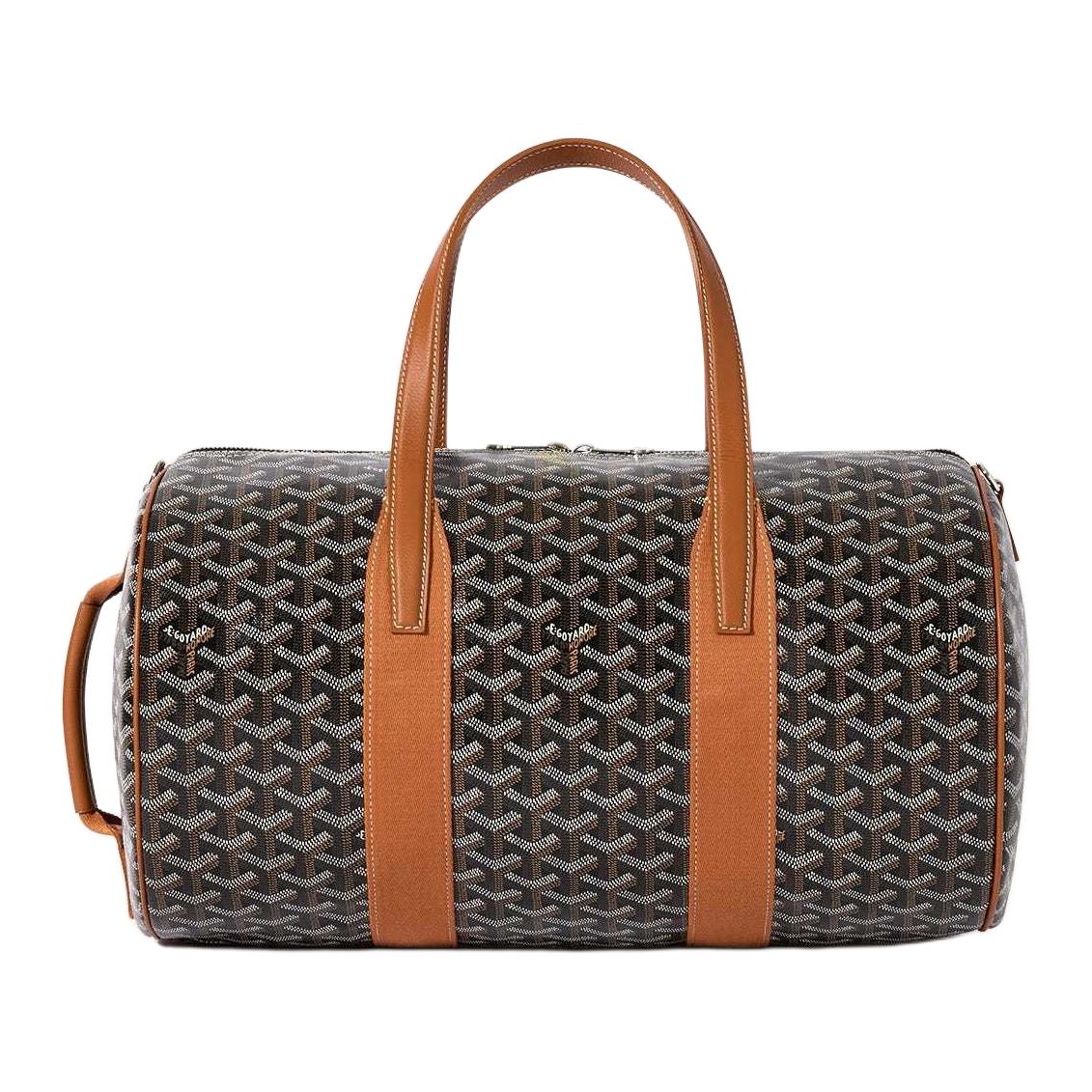 GOYARD Canvas With Calfskin Sports Travel Bag Unisex Black & Tan
