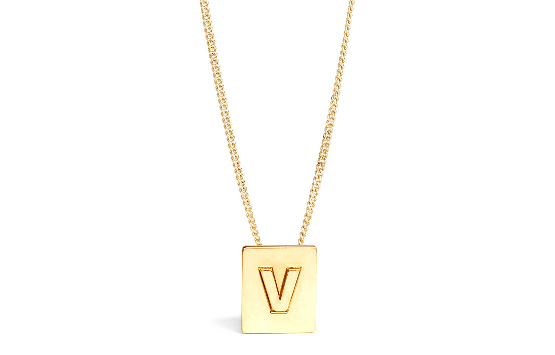 CELINE Alphabet V Necklace In Brass With Gold Finish