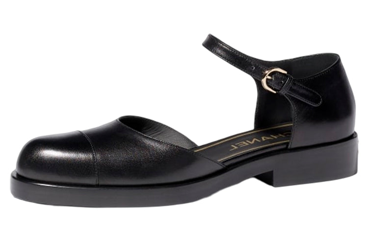 CHANEL Flat Mary Jane Shoes Women's Black