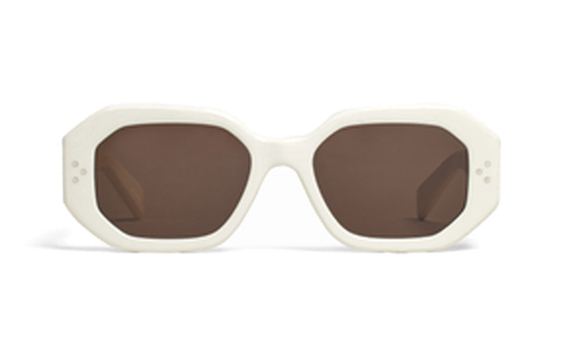 CELINE Acetate Irregular Shape Sunglasses Women's White