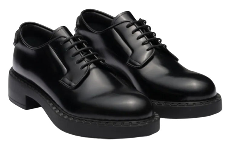 (WMNS) PRADA 50mm Brushed Leather Derby Shoes 'Black' 1E877M_055_F0002_F_B050