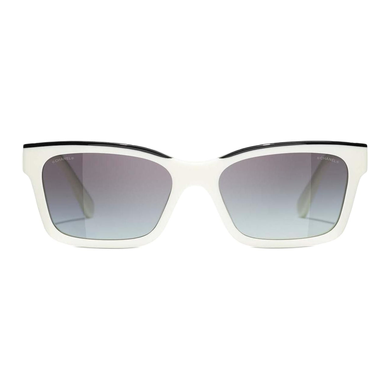 CHANEL Acetate Irregular Shape Sunglasses Women's White