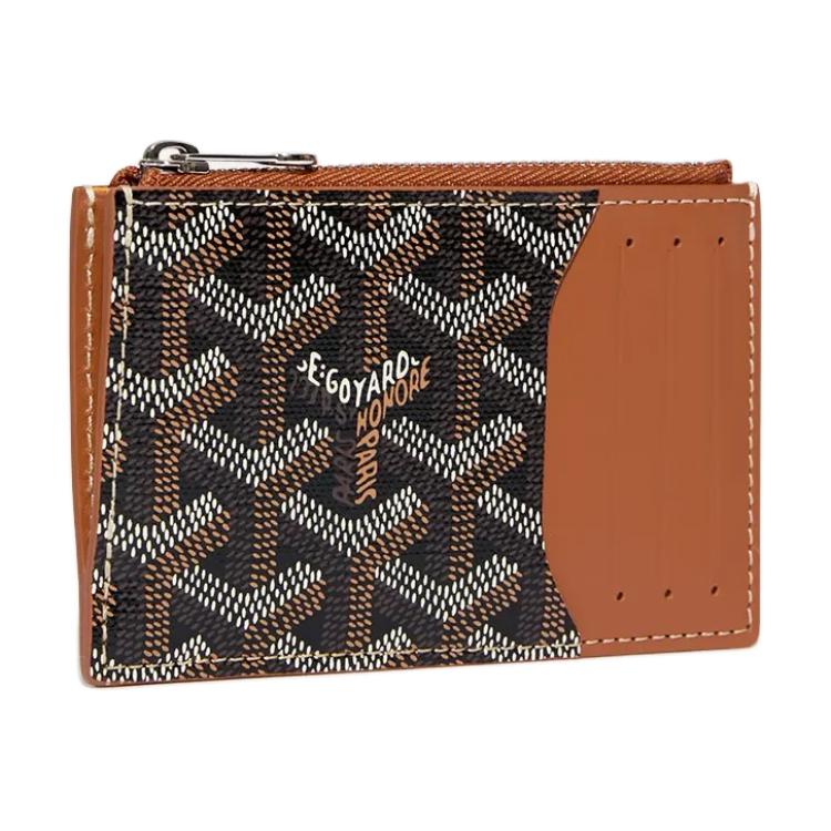 GOYARD Canvas With Calfskin Card Holder Unisex Brown & Black