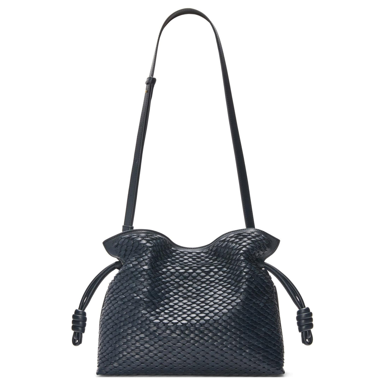 LOEWE Flamenco Lambskin One Shoulder Crossbody Clutch Medium Size Women's Ink Blue