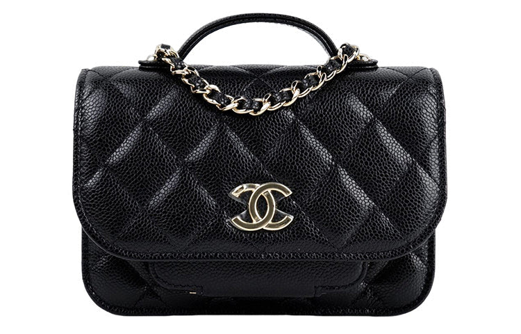 CHANEL Grained Embossed Cow Leather Messenger Bag Crossbody Bag Shoulder Bag Regular Women's Black