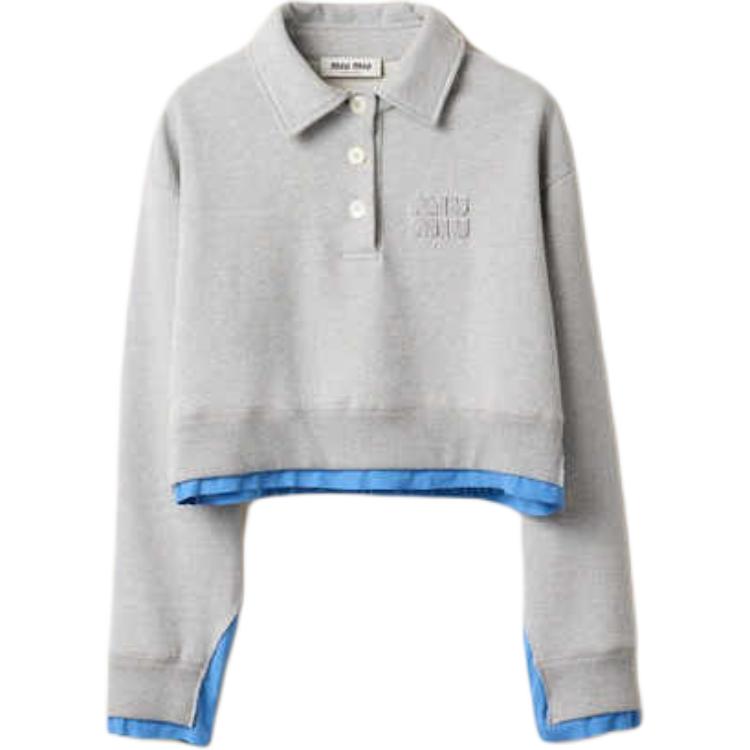 MIU MIU Long-Sleeved Cropped Polo Shirt