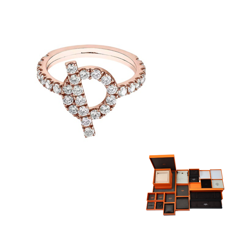 HERMES 18K Rose Gold Rings Women's