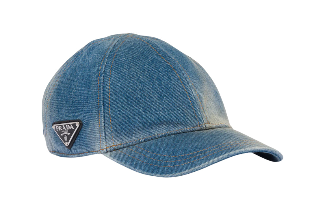 PRADA Triangle-logo Denim Baseball Cap
