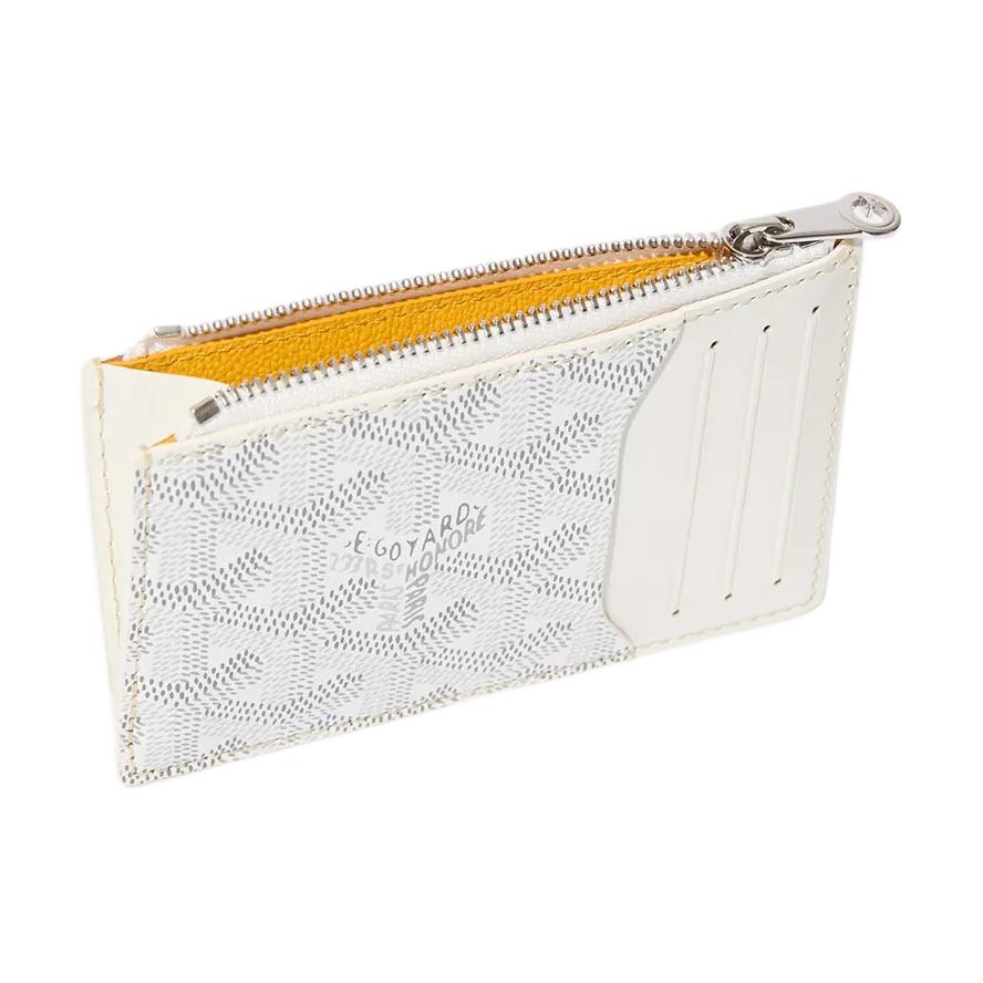 GOYARD Canvas With Calfskin Card Holder Unisex White