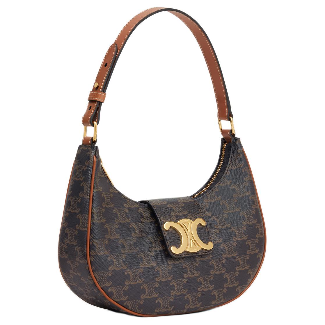 CELINE AVATriomphe Canvas With Calfskin Handbag, Shoulder Bag Regular Women's Brown