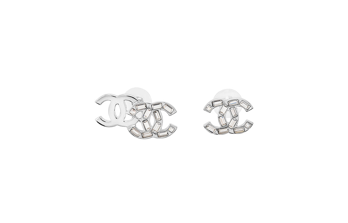CHANEL Stud Earrings Women's Silver