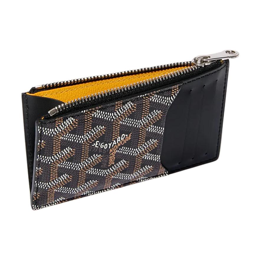 GOYARD Canvas With Calfskin Card Holder Unisex Black