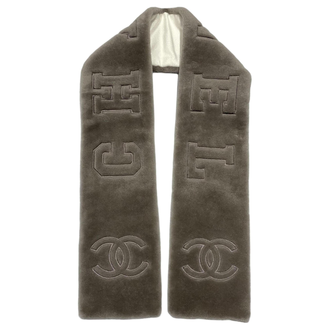 CHANEL - Knit Scarves Unisex Milk Tea Beige
