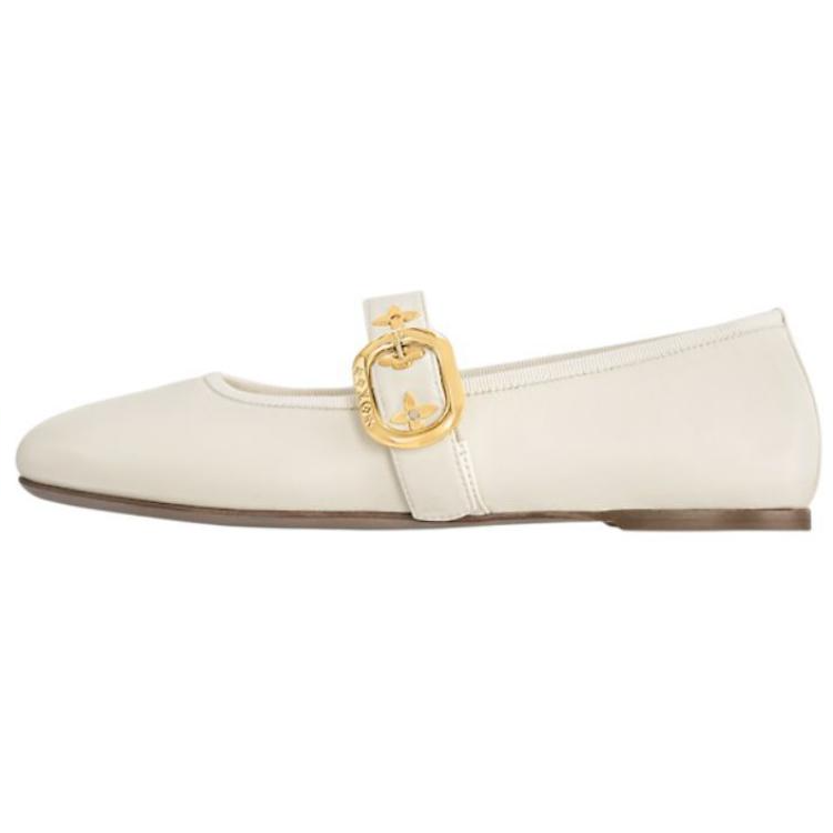 LOUIS VUITTON Romy Flat Mary Jane Shoes Women's Beige