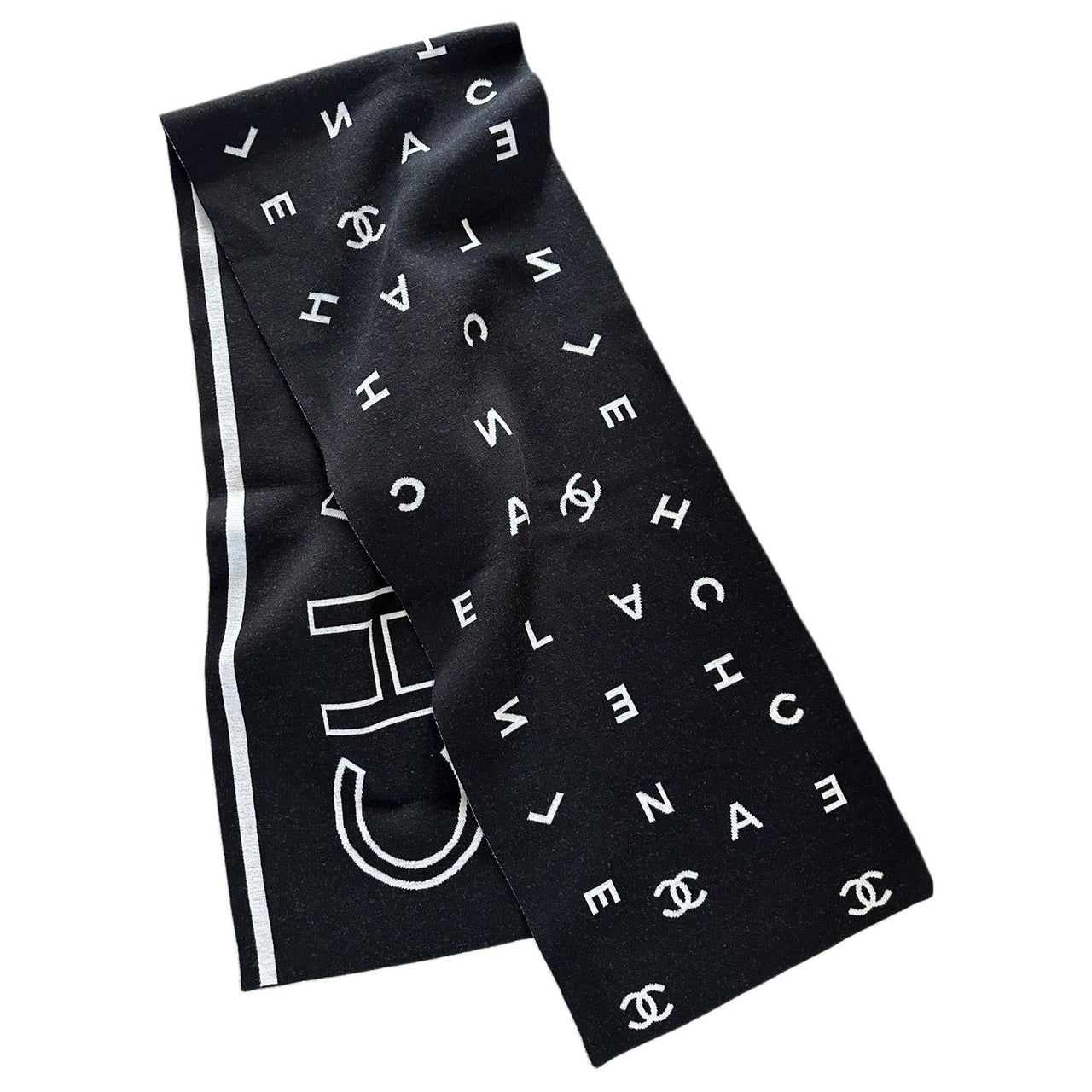 CHANEL - Knit Scarves Unisex Black