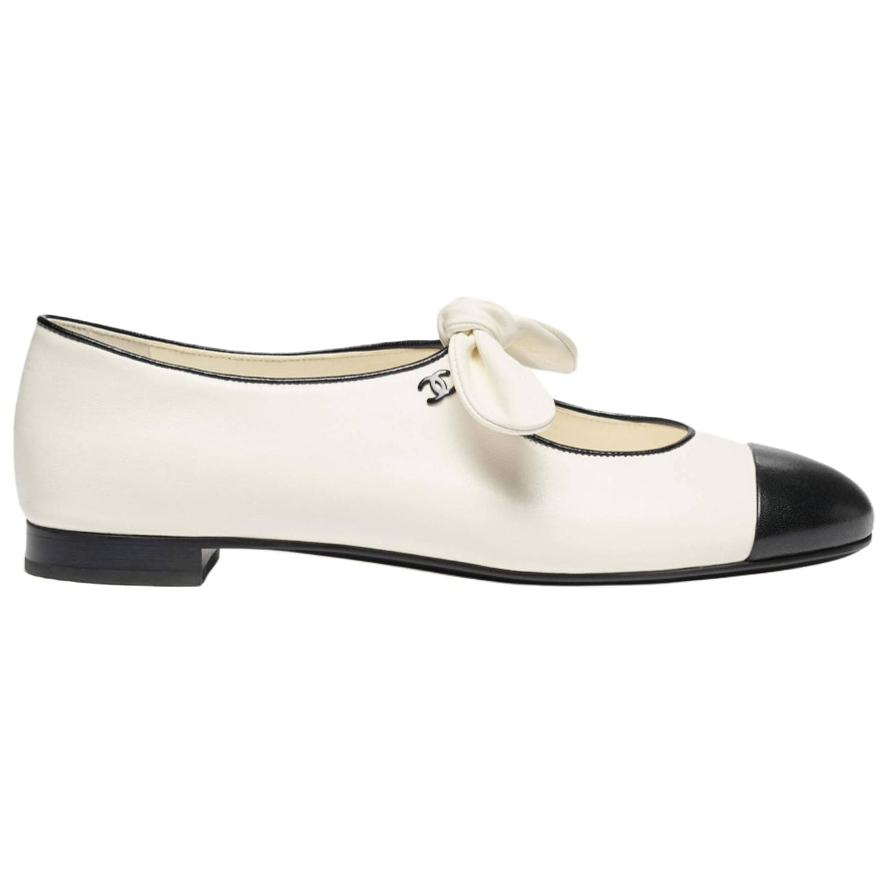 CHANEL Flat Mary Jane Shoes Women's White