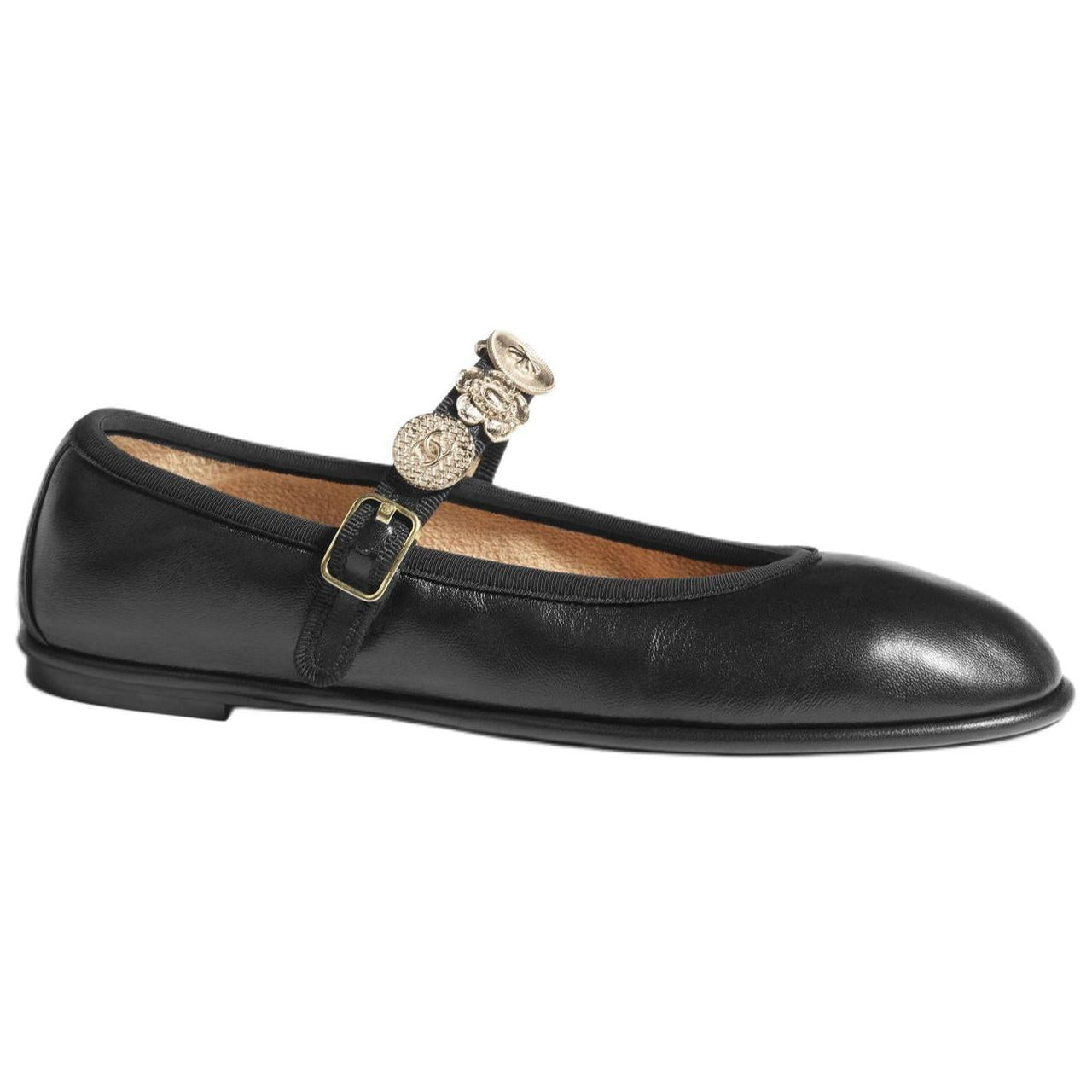 CHANEL Flat Mary Jane Shoes Women's Black