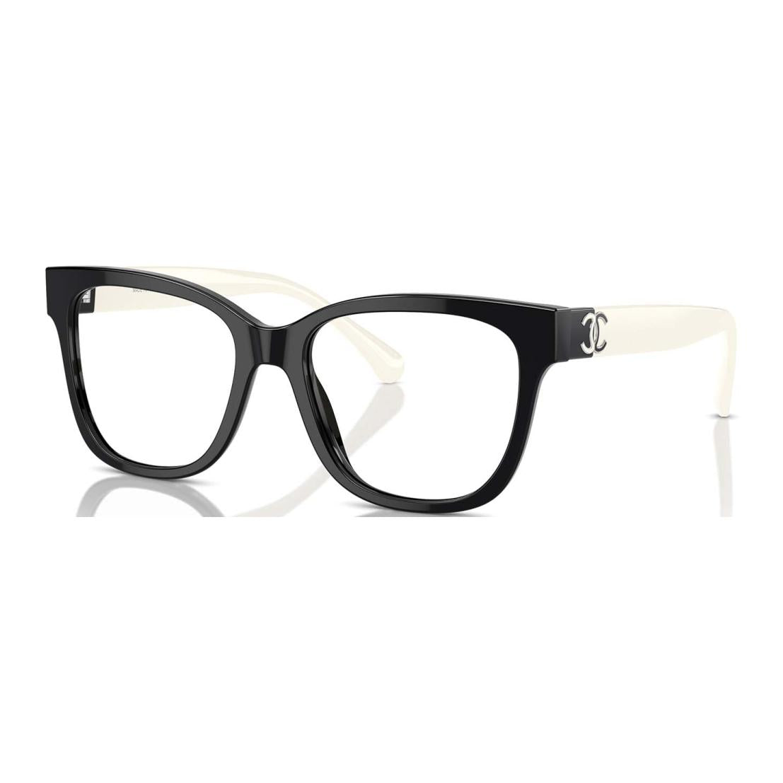 CHANEL Acetate Irregular Shape Eyeglass Frames Women's Black
