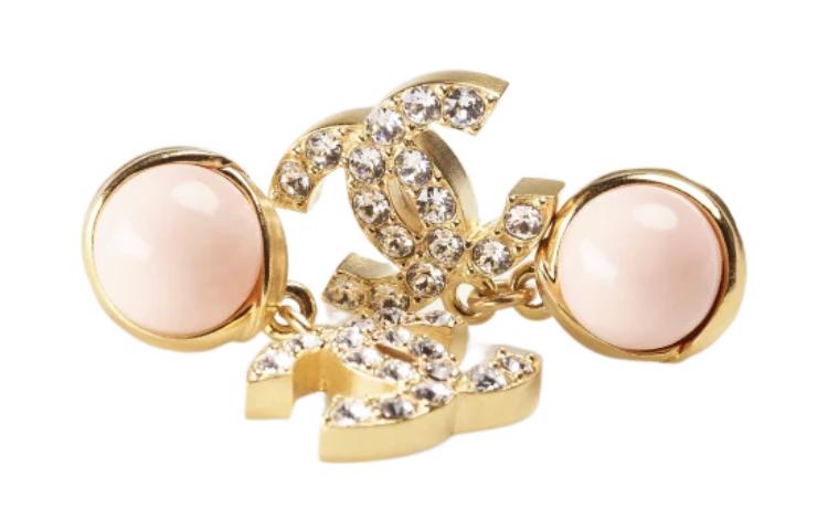 CHANEL Earrings Women's Gold/Pink