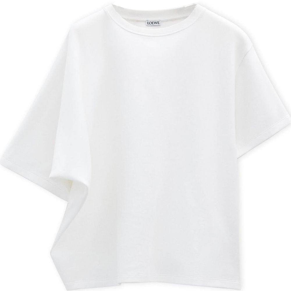 LOEWE Solid Color Crew Neck Loose Fit Pullover Short Sleeved T Shirt Women's White