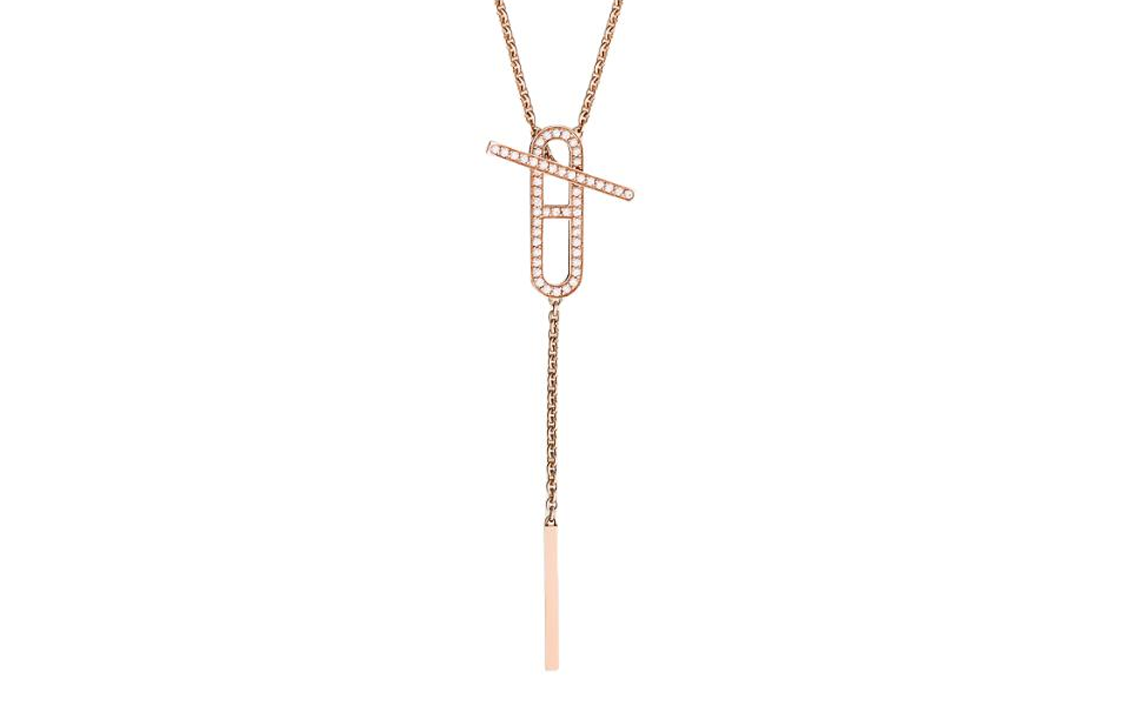 HERMES 18K Rose Gold, Diamond Necklaces Women's Rose Gold