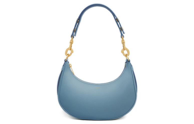 CELINE AVA Cow Leather Underarm Shoulder Bag Medium Size Women's Blue
