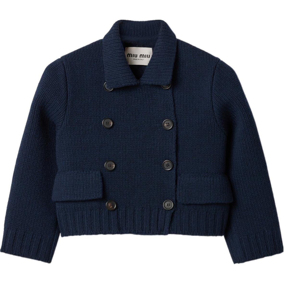 MIU MIU Cropped Wool Jacket 'Navy'
