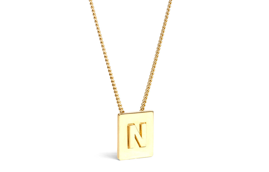 CELINE Alphabet N Necklace In Brass With Gold Finish