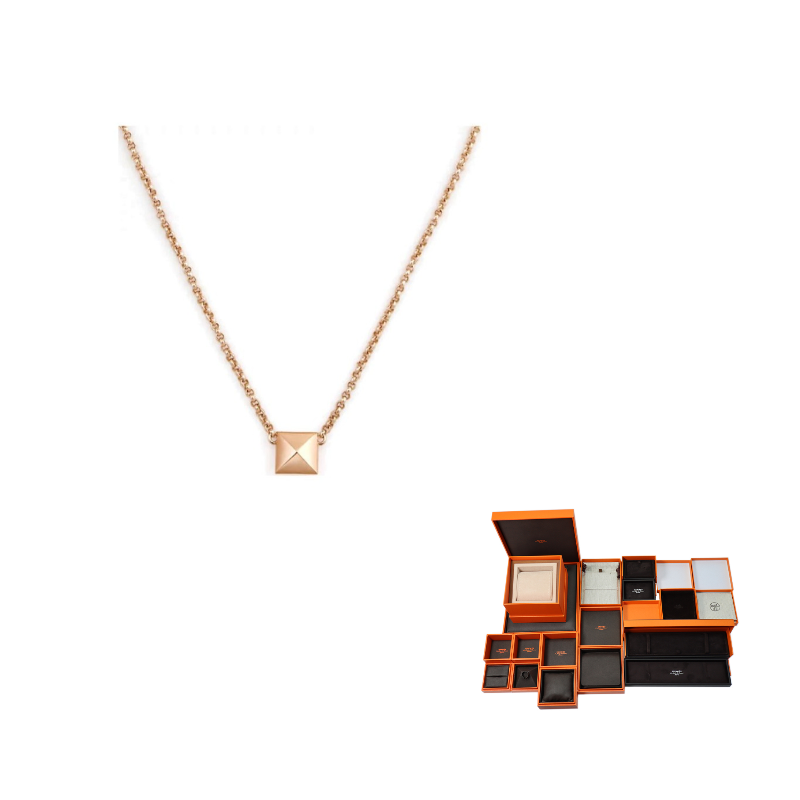 HERMES 18K Rose Gold Necklaces Women's Gold