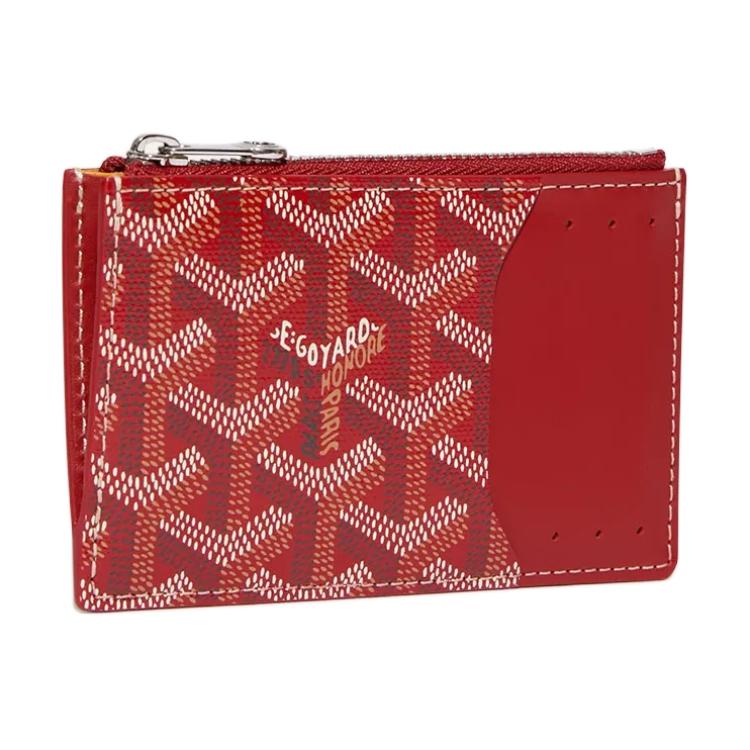 GOYARD Canvas With Calfskin Card Holder Women's Red