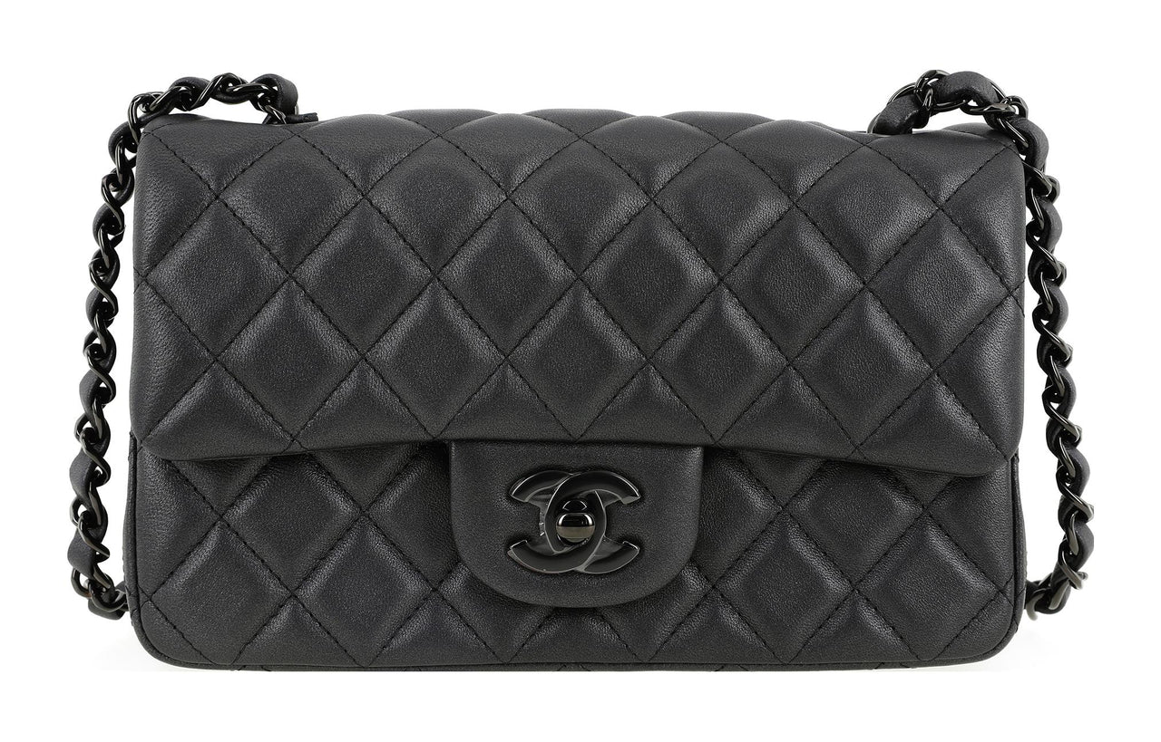 CHANEL Classic Flap CF Sheepskin Mouth Cover Bag Crossbody Bag Mini Women's Black