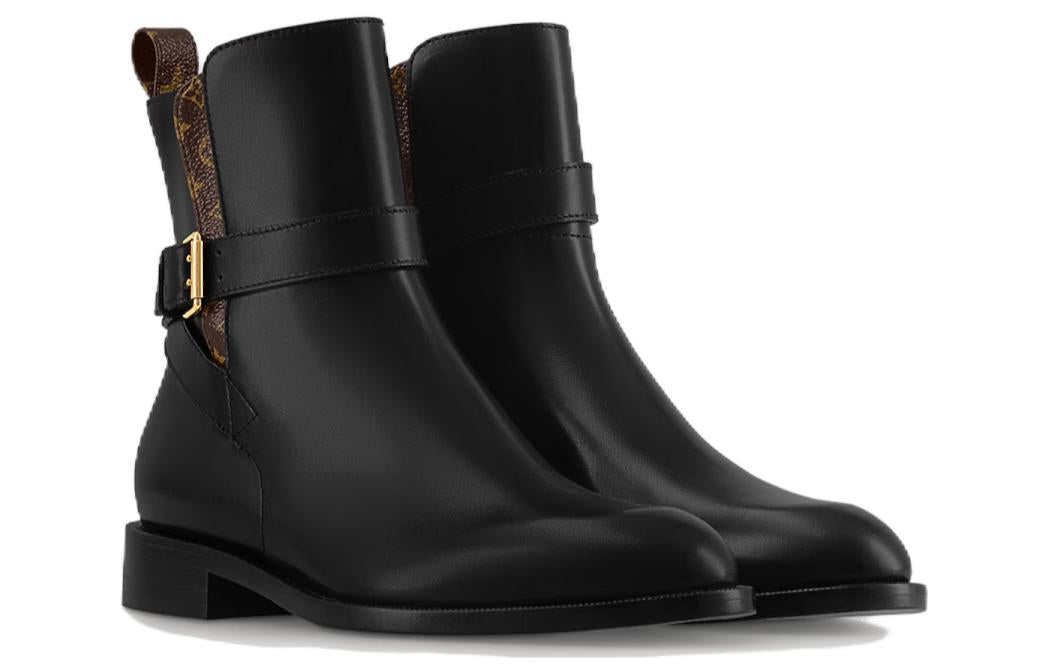 LOUIS VUITTON Westside Ankle Boots 'Black With Brown Monogram' Women's