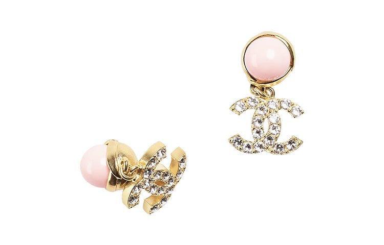 CHANEL Earrings Women's Gold/Pink