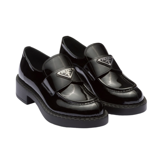 (WMNS) PRADA Chocolate 50mm Loafer 'Black Patent Leather' 1D246M-JHR-F0002-F-B050