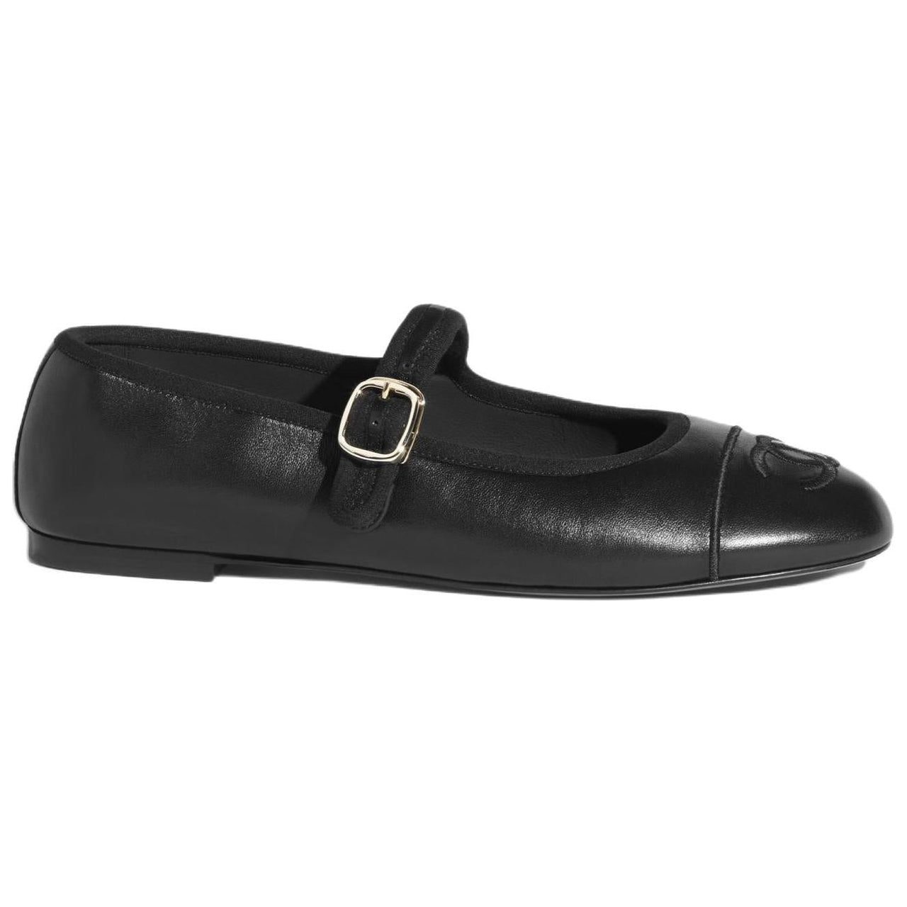 CHANEL Flat Mary Jane Shoes 1cm Women's Black